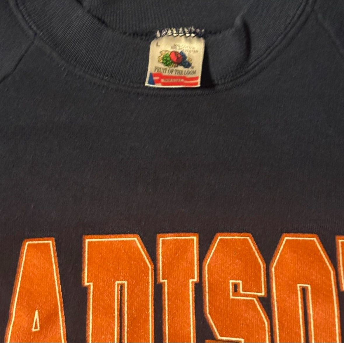 Fruit Of The Loom Vintage 90s Navy and Orange Madison University Sweater Size US M / EU 48-50 / 2 - 3 Thumbnail