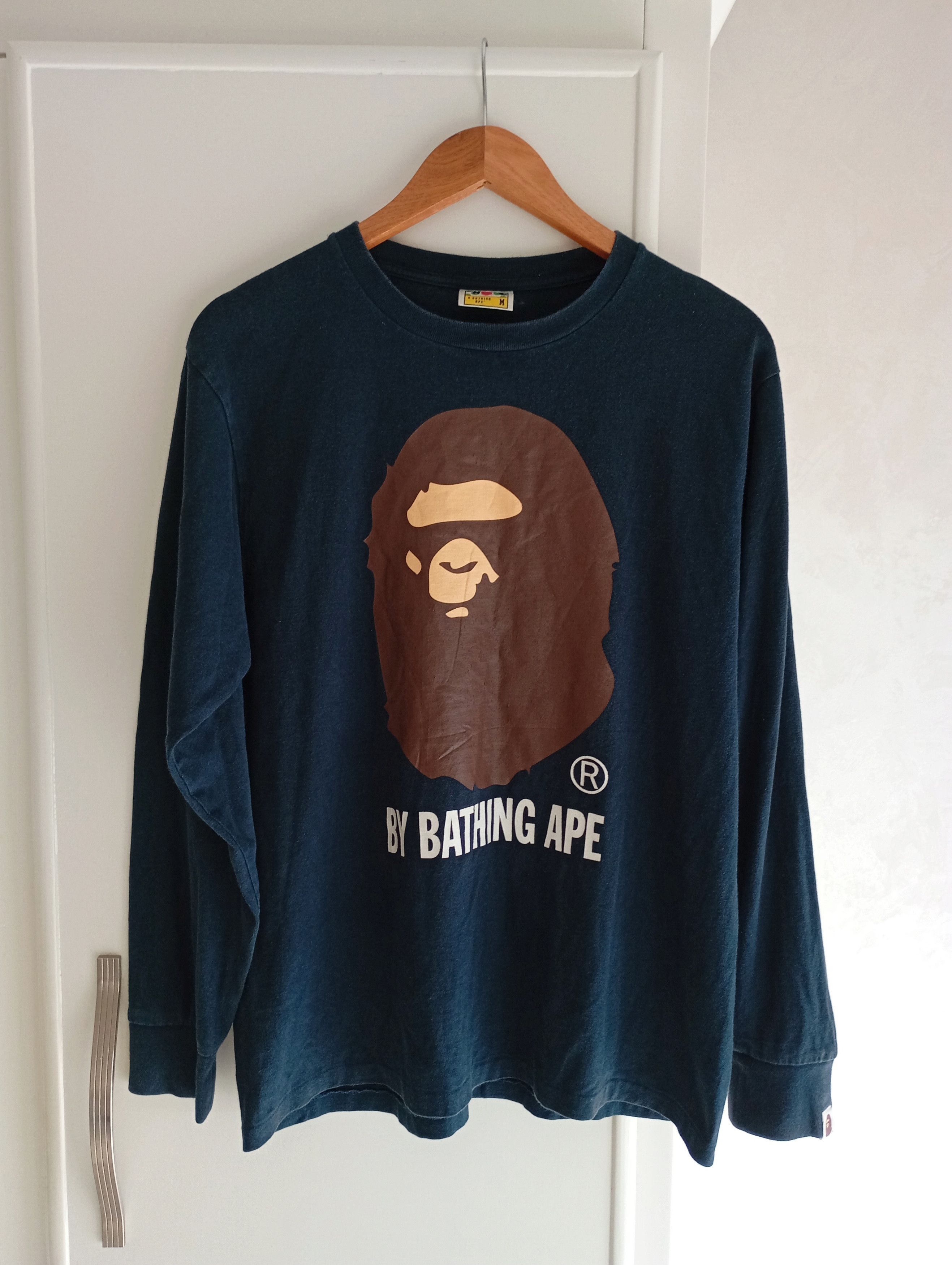 Bape Y2K Navy Bleu Long Sleeve Ape Tshirt