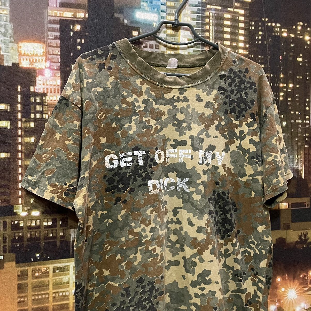 Band Tees VINTAGE 90S CAMOUFLAGE TEE GET OFF MY DICK PENIS FUNNY PORNO Size US XL / EU 56 / 4 - 2 Thumbnail