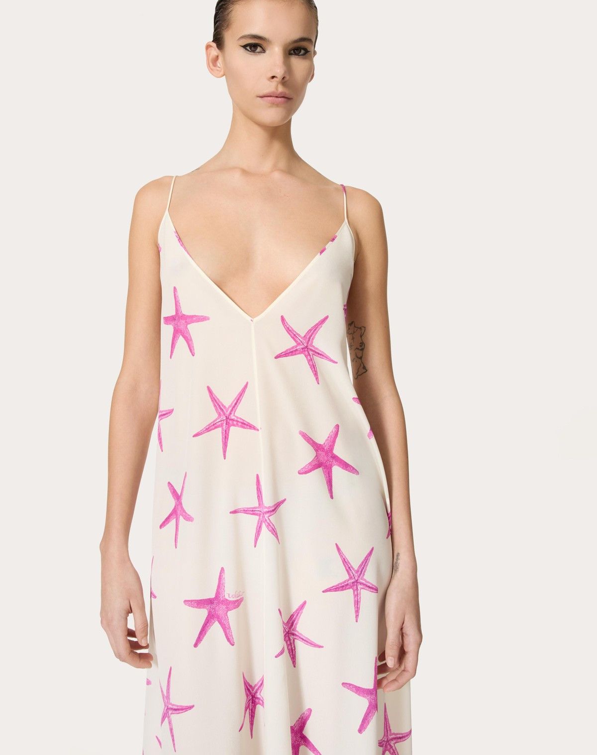 Valentino o1s1wg110525 Crepe De Chine Starfish Dress in Multicolor Size S / US 4 / IT 40 - 4 Thumbnail