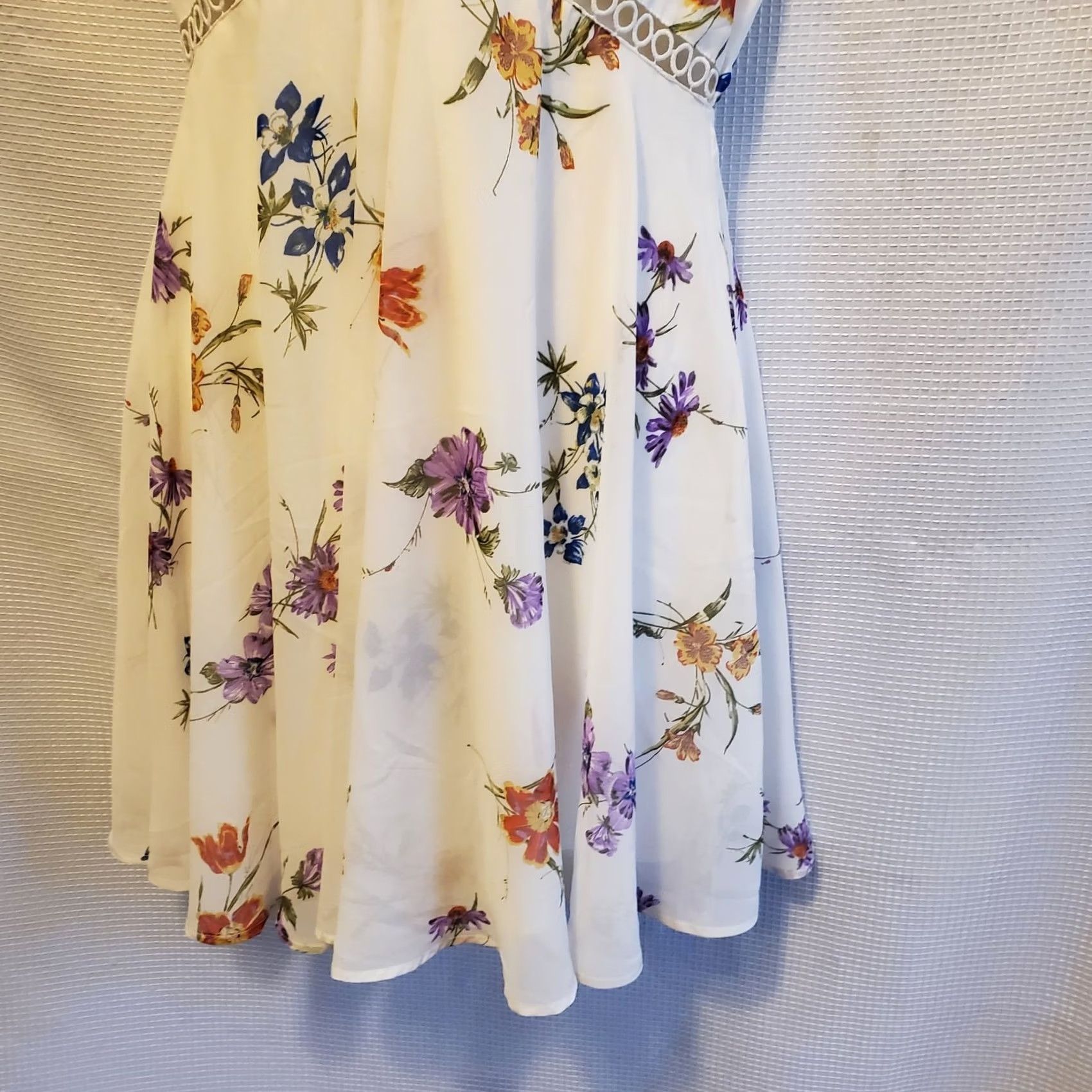 Asos ASOS Womens 6 Floral Sleeveless Mini Dress V-Neck Zip Multicolor Chiffon Party/Cocktail, Wedding, Formal, Graduation, Holy Communion Womens Size M / US 6-8 / IT 42-44 - 3 Thumbnail