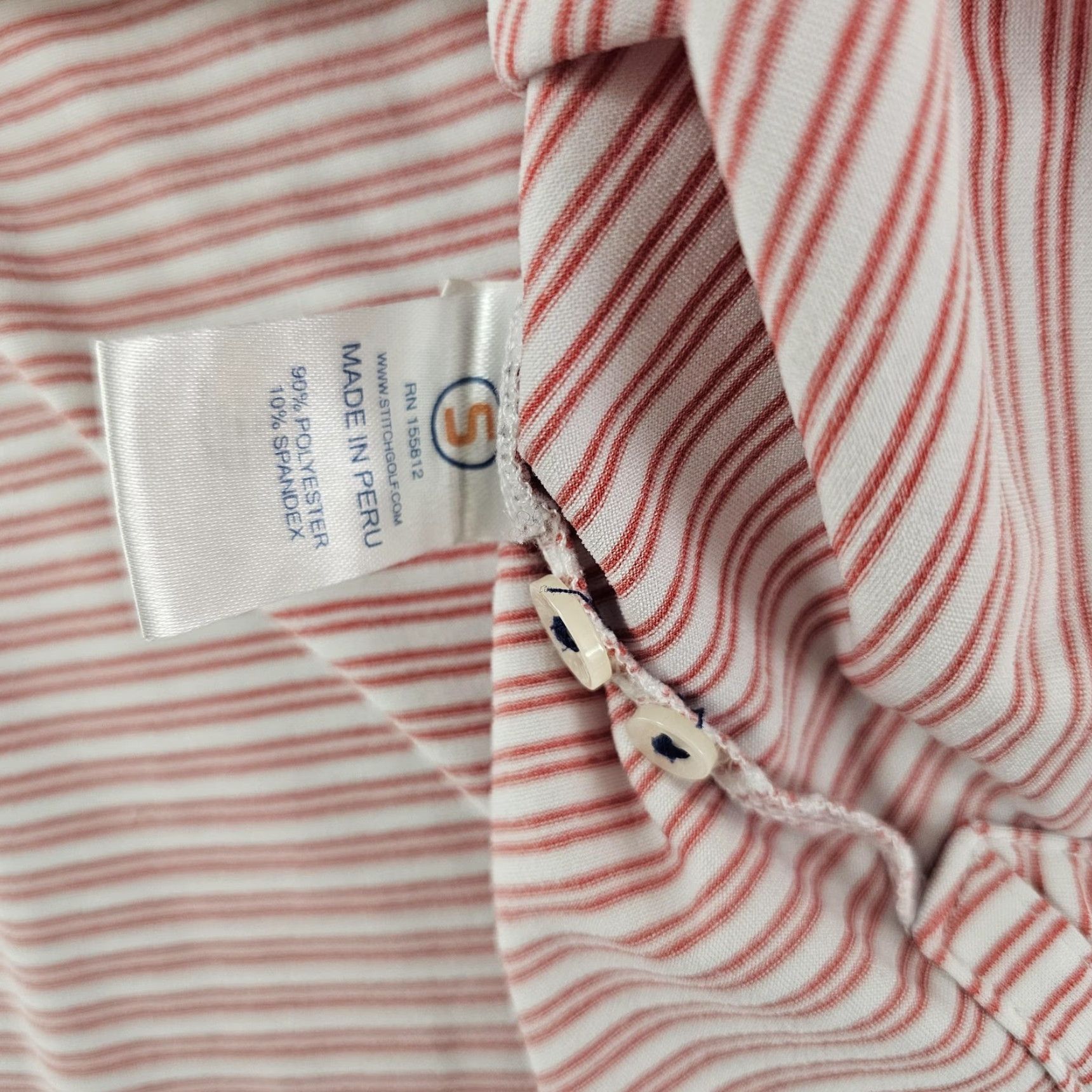 Vintage Stitch Polo Shirt Mens L White Red Stripe Stretch Short Sleeve 3 Button Golf Shirt Size US L / EU 52-54 / 3 - 5 Thumbnail