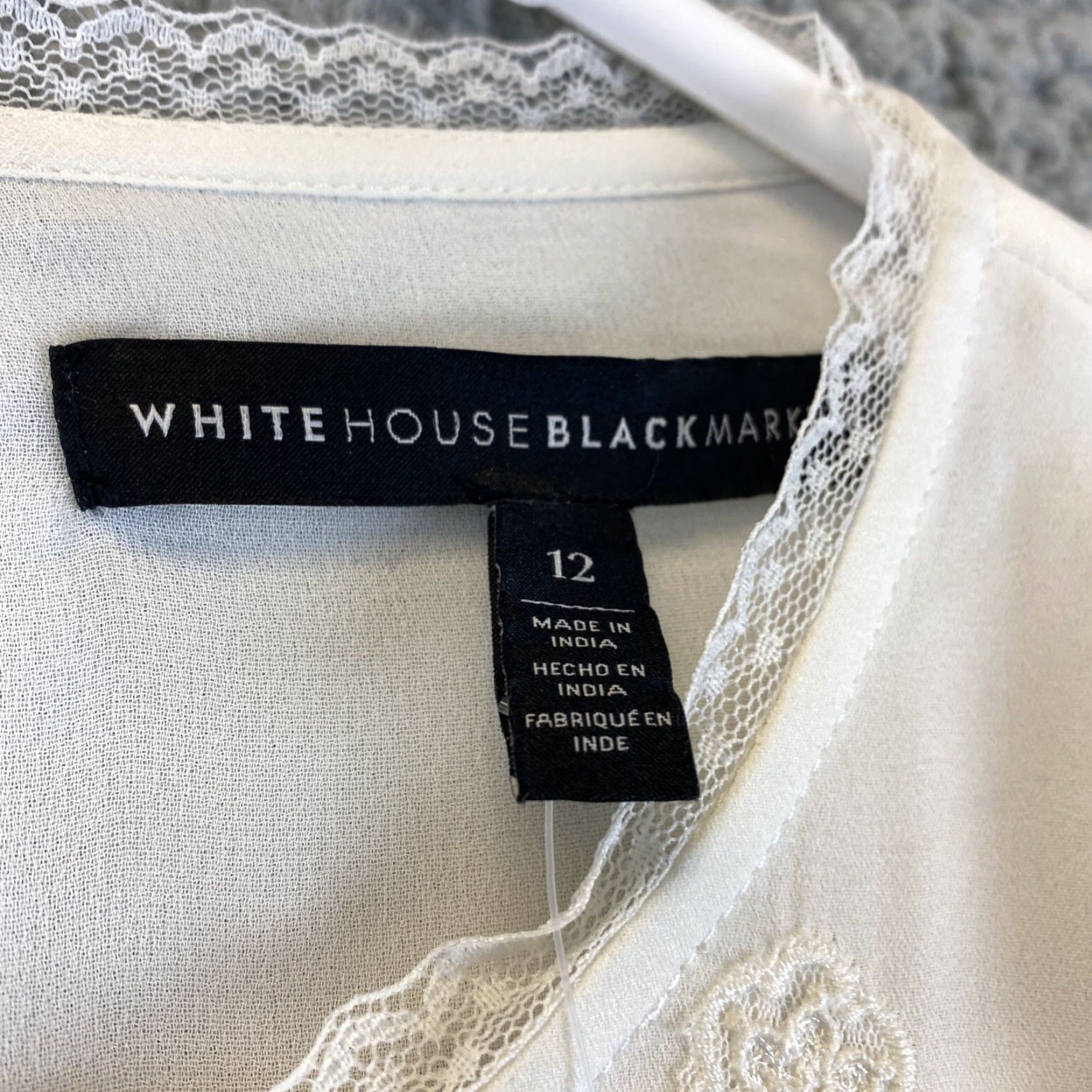 White House Black Market White House Black Market Women’s Tunic Top Blouse Long Sleeve Crew Neck Casual White /47-11 Size XL / US 12-14 / IT 48-50 - 4 Thumbnail