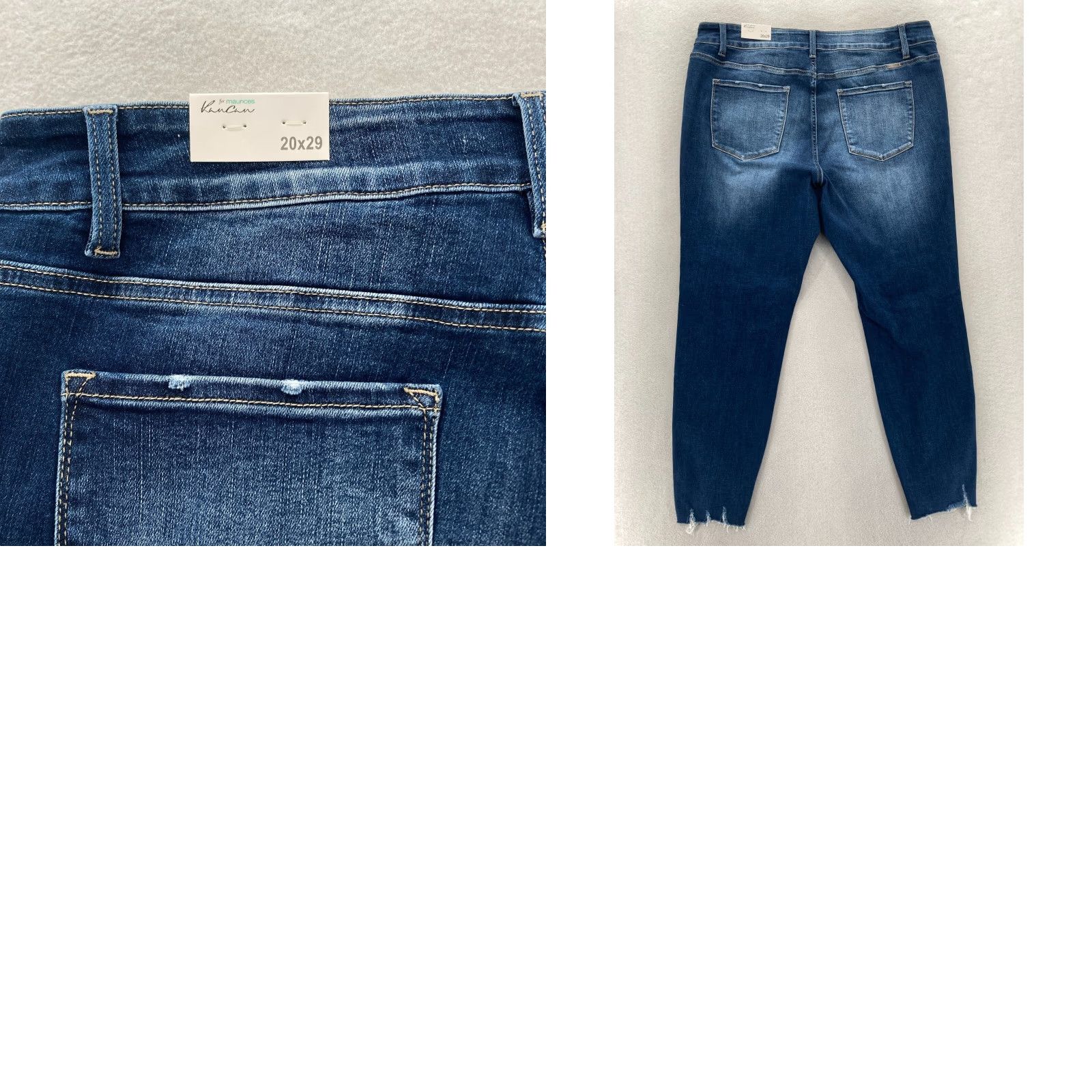 Vintage KanCan Jeans Women's Plus 20 Skinny Dark Leopard Backed Destructed 5-Pocket Denim NWT Blue Dark 29 In Inseam Slim High Rise, NWT Size 42" / US 20 - 9 Thumbnail