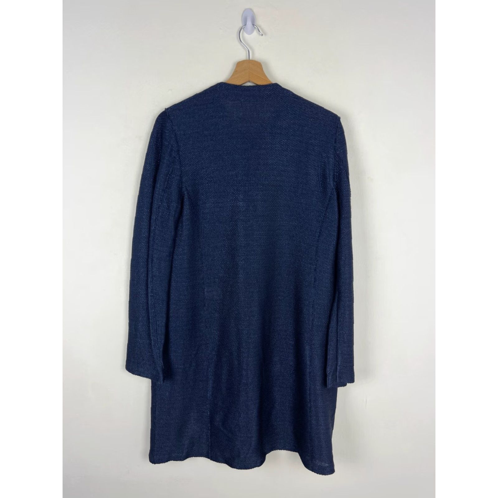 Harris Wharf London Harris Wharf London Coat Lightweight Knit Women's Long Sleeve Blue Embroidered Solid Regular Size 46 Overcoat Autumn Spring Size L / US 10 / IT 46 - 2 Thumbnail
