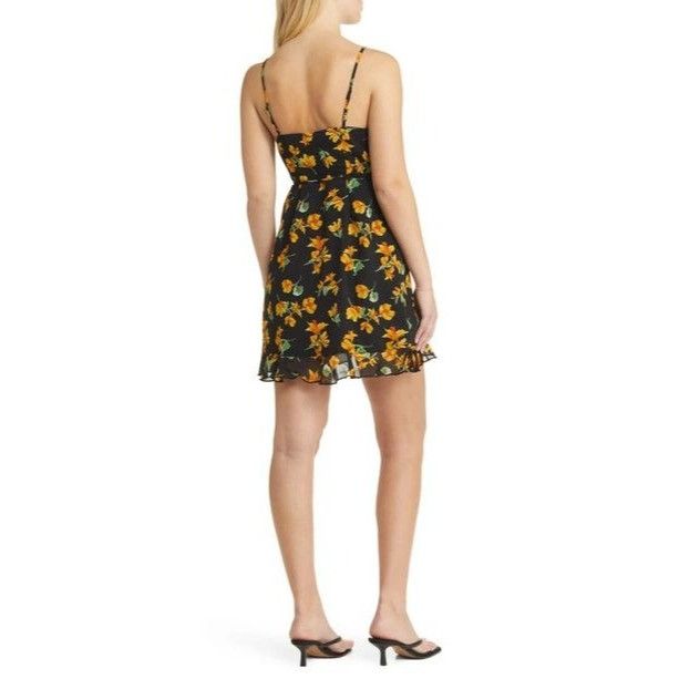 Topshop TOPSHOP FLORAL WRAP STRAPPY MINI DRESS IN MULTI, Black/Multi Size M / US 6-8 / IT 42-44 - 2 Thumbnail