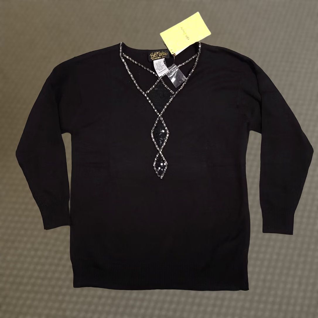 Bob Mackie Bob Mackie Beaded Knit Wearable Art Sweater Women's Small Black Long Sleeve Size S / US 4 / IT 40 - 1 Thumbnail