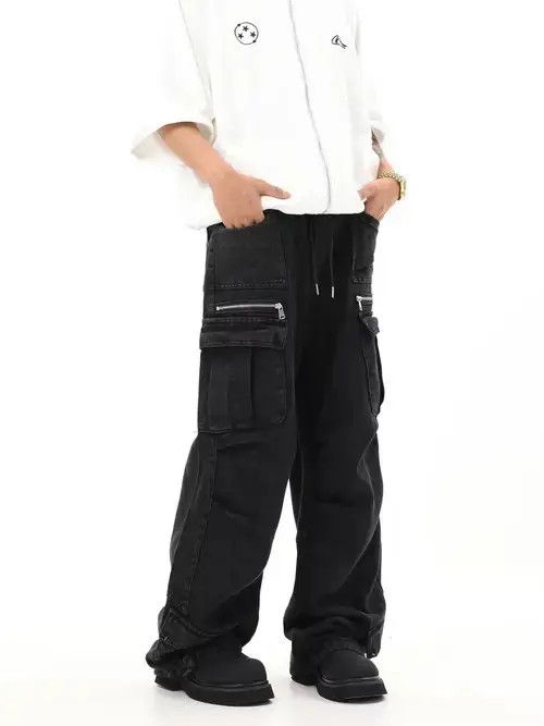 Designer flared distressed hiphop baggy cargo pants Size US 30 / EU 46 - 2 Thumbnail