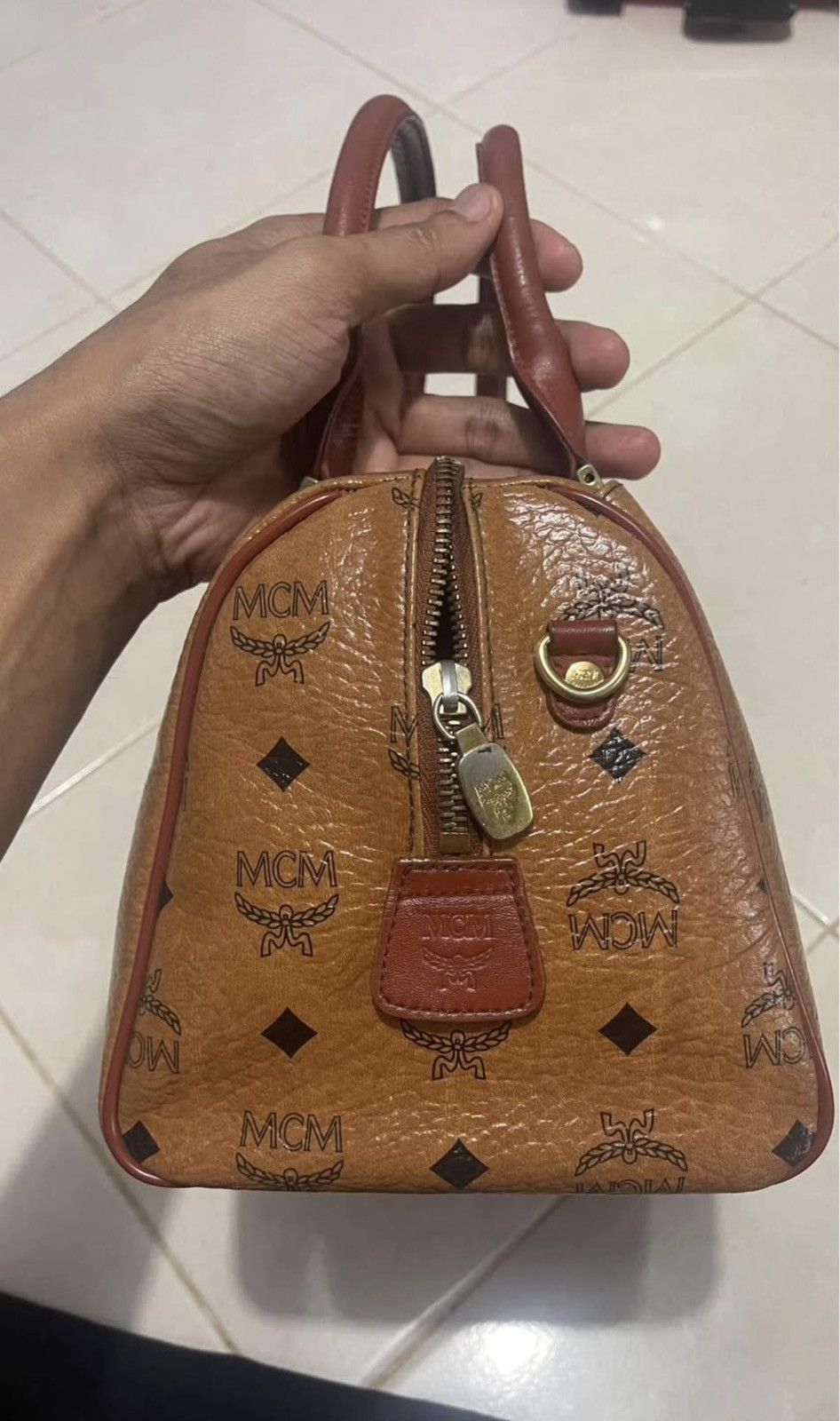 MCM MCM Cognac Monogram Visetos Boston Size ONE SIZE - 4 Thumbnail