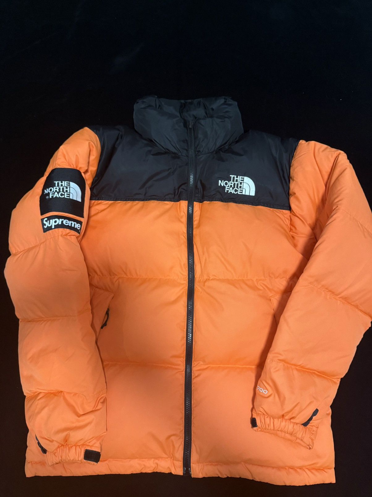 Supreme tnf the north face leaves orange nuptse Jacket