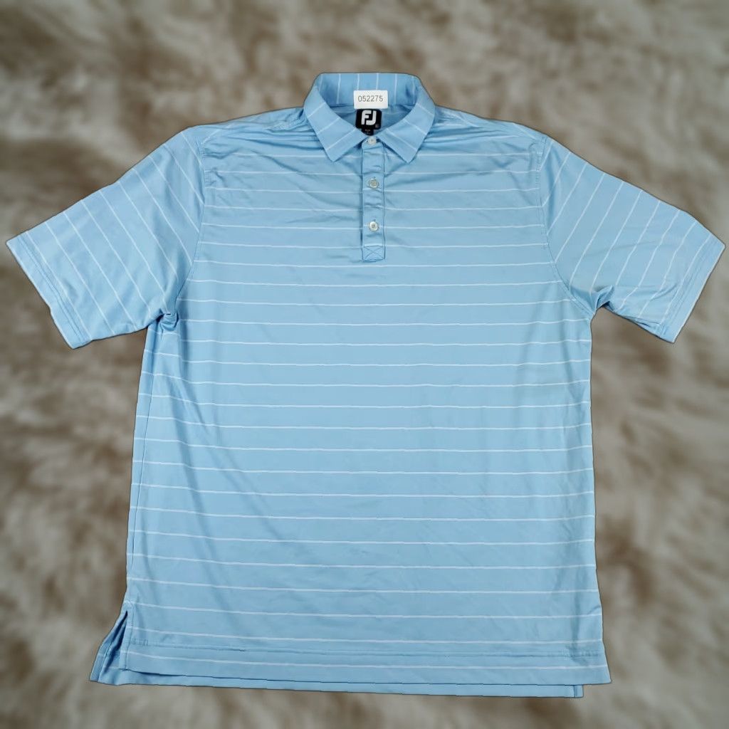 Footjoy FJ Polo Shirt Mens XL Blue Striped Short Sleeve Polo Shirt Casual Golf Size US XL / EU 56 / 4 - 1 Thumbnail
