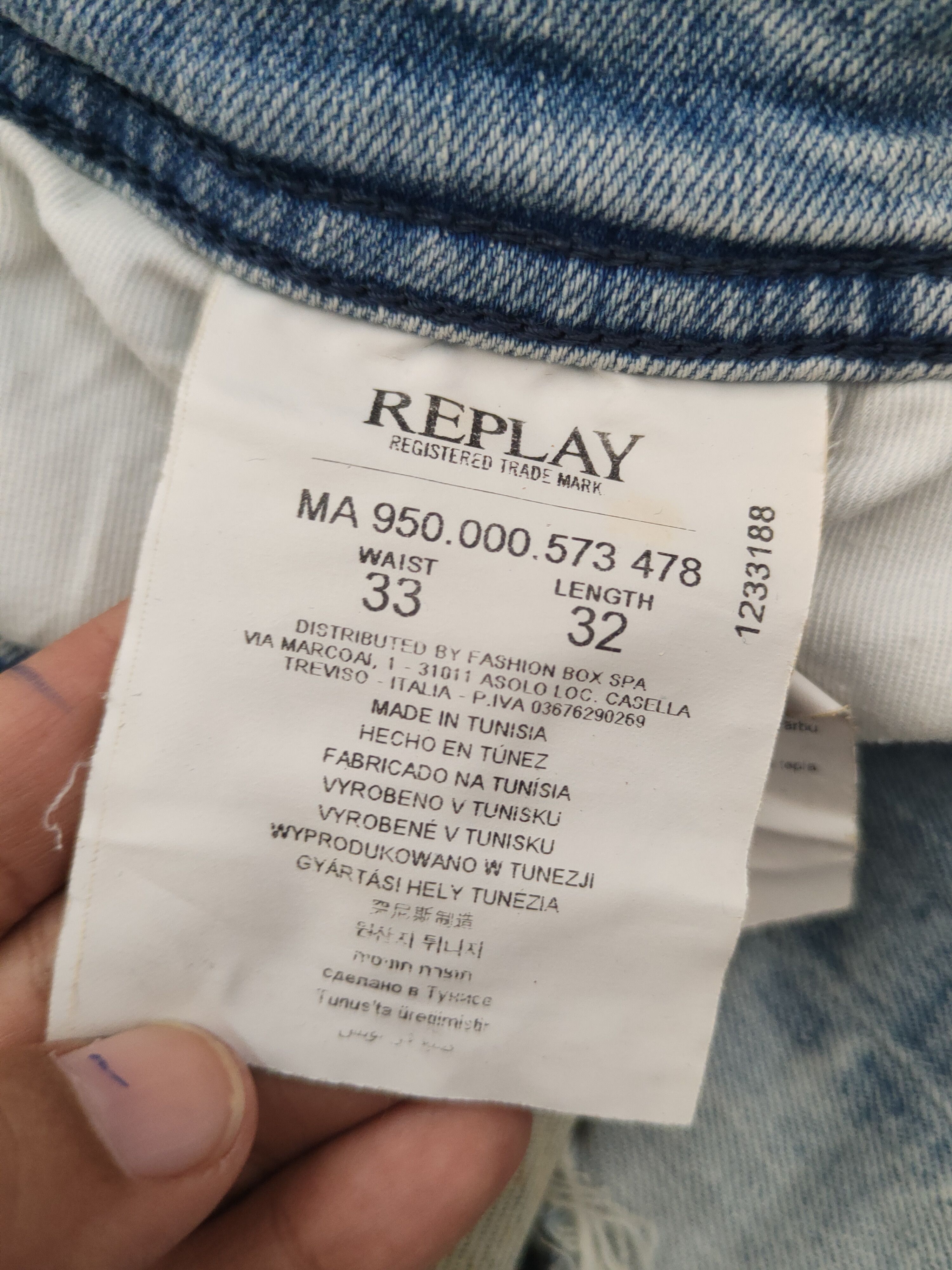 Replay Replay Light Blue Distressed Ripped denim Jeans #W1878 Size US 33 - 17 Thumbnail