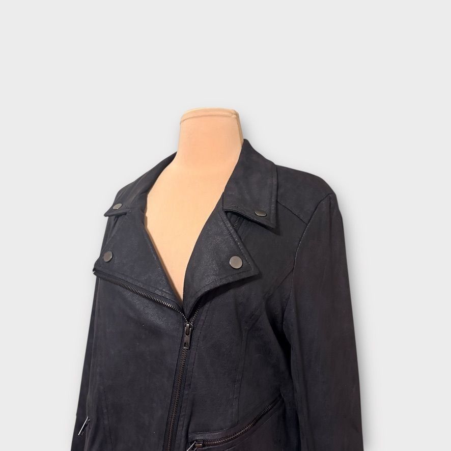 Other Faux Leather Suede Moto Jacket Medium Black Vegan Zip EUC So Size M / US 6-8 / IT 42-44 - 3 Thumbnail