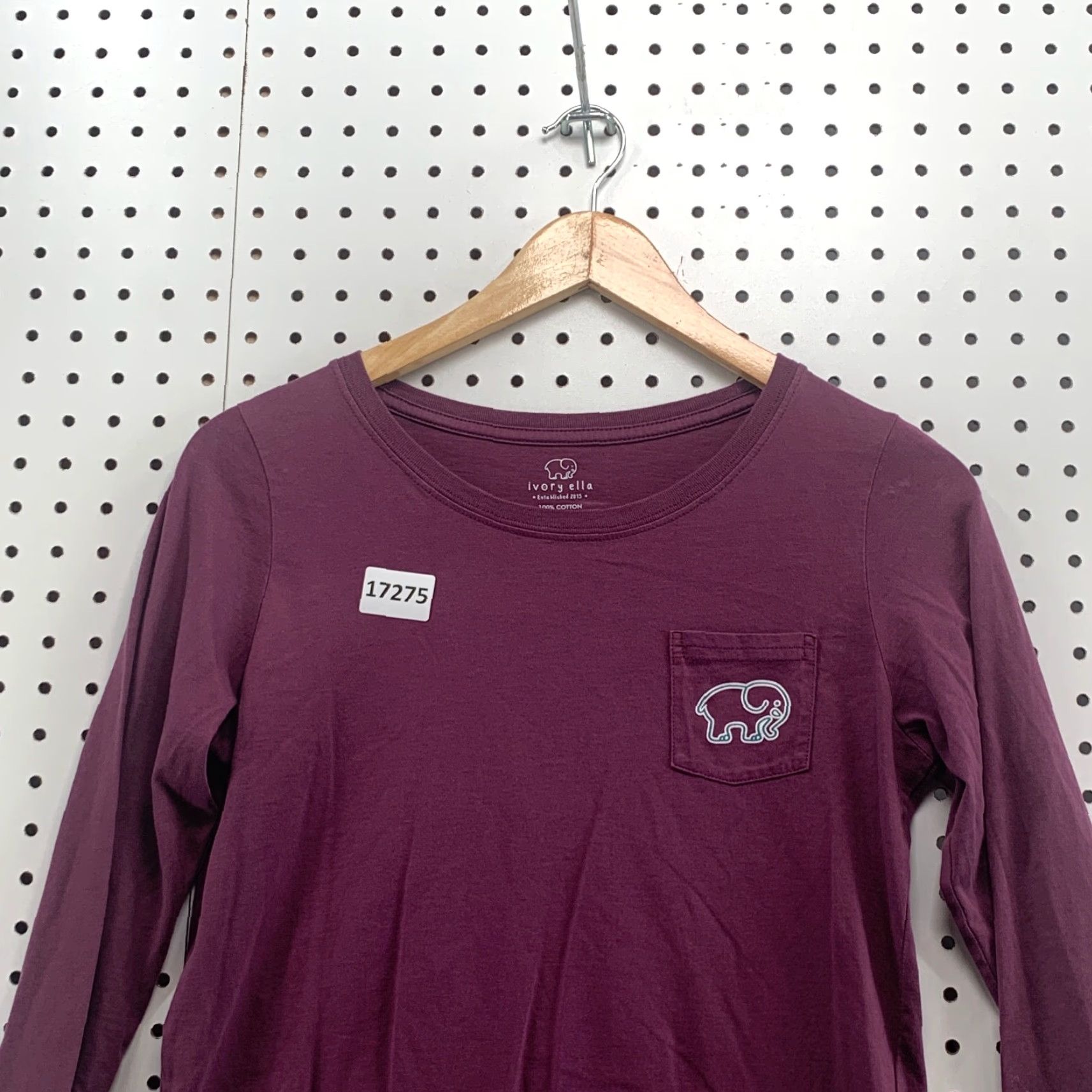 Vintage Ivory Ella Purple Long Sleeve Shirt Womans Small Pocket TEE Elephent Logo 17X22 Size S / US 4 / IT 40 - 6 Thumbnail