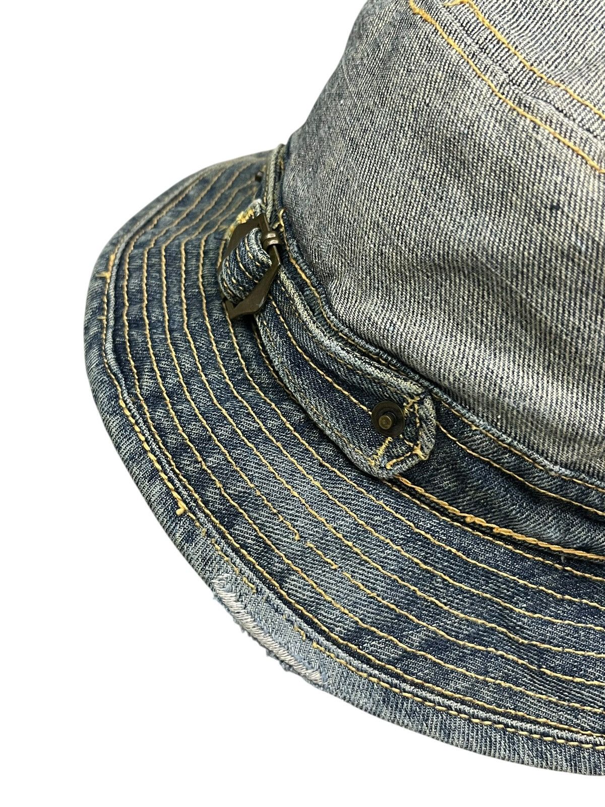 Hat Club Override Japan Distressed Denim Bucket Hat Kapital Vibes Size ONE SIZE - 6 Thumbnail
