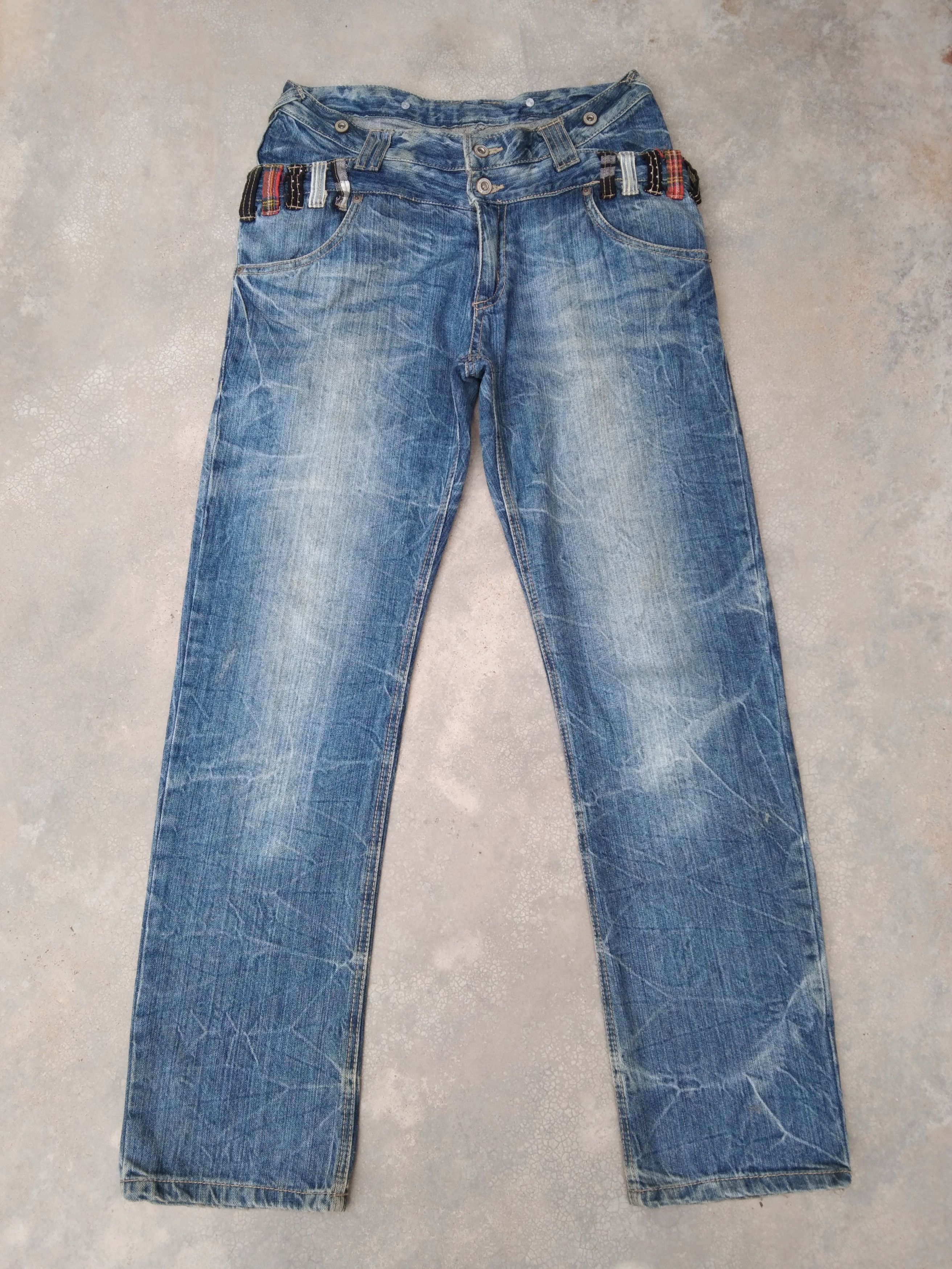 Japanese Brand × Vintage Vintage Distressed Japan Retro Punk Jeans Double Waist Denim Size US 30 / EU 46 - 1 Thumbnail