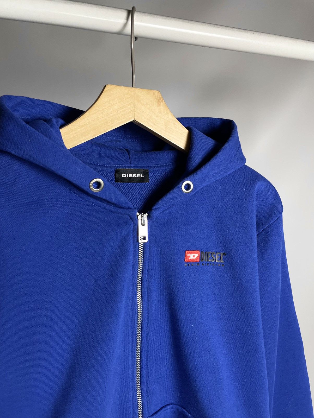 Diesel × Vintage Diesel 🌎 Denim Division big back D logo Blue Zip Hoodie Size US S / EU 44-46 / 1 - 4 Thumbnail