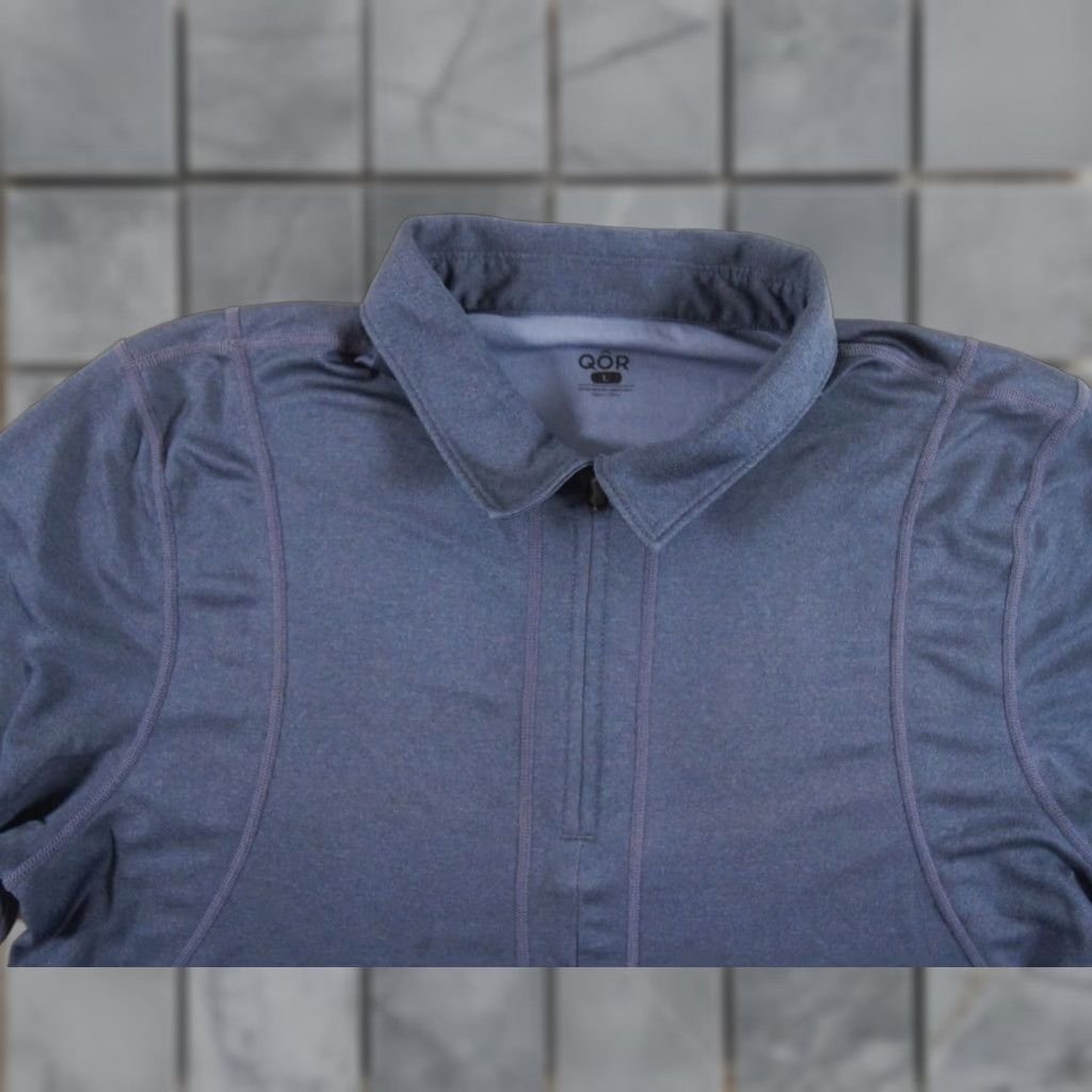 Vintage Qor Men's Polo Shirt Blue Short Sleeve 1/4 Zip Collared Regular Large Size US L / EU 52-54 / 3 - 1 Thumbnail