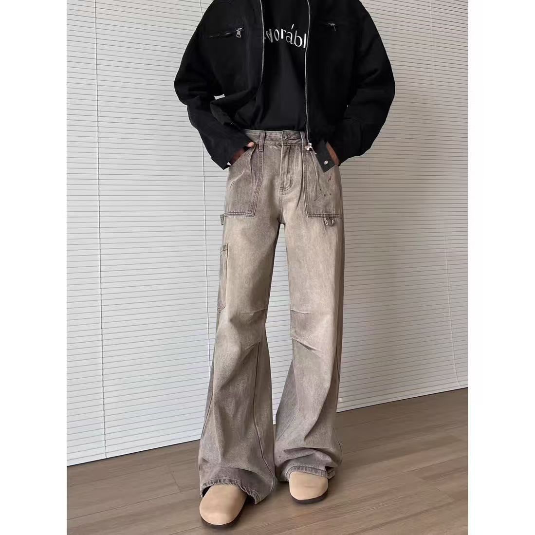 Japanese Brand × Jean Grey street washed distressed straight jeans y2k Size US 32 / EU 48 - 1 Thumbnail