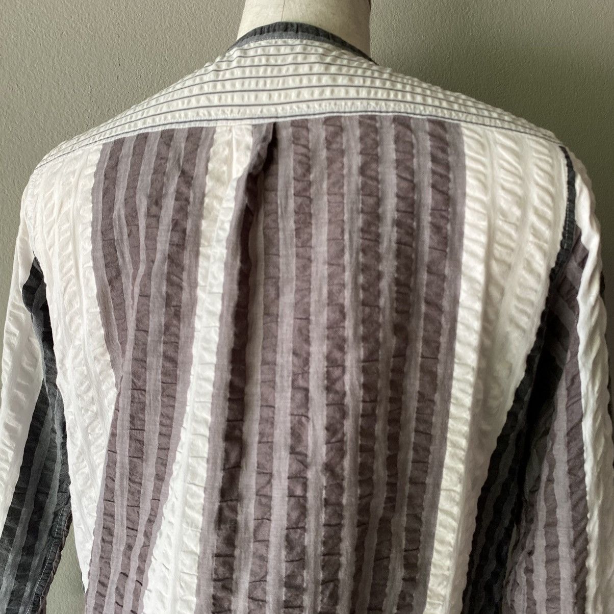 Y's Y's for living Striped Cotton Grandad Shirt Size US XL / EU 56 / 4 - 22 Thumbnail