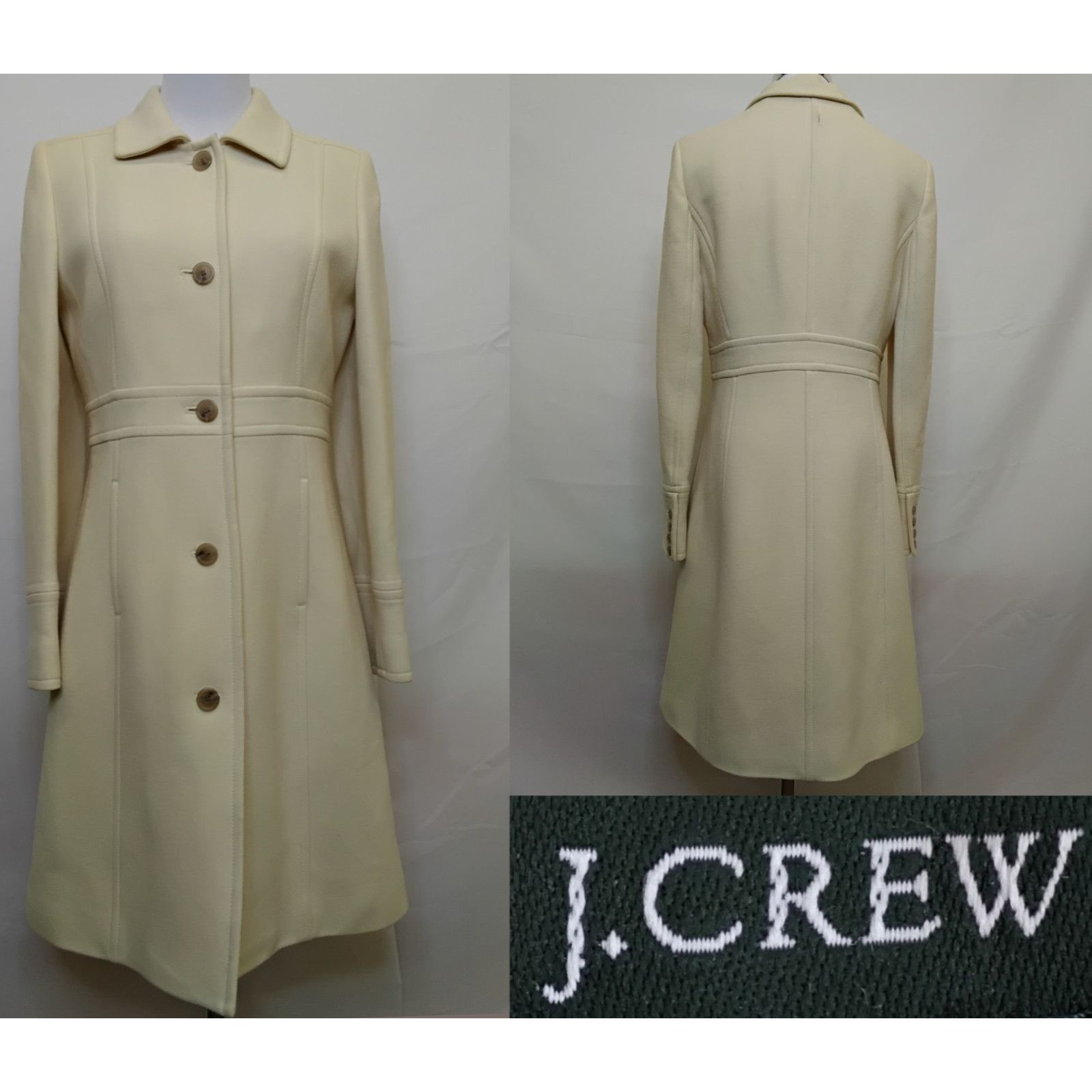 J.Crew J. Crew Wool Blend Pea Coat Women's 8 Cream Thinsulate 2007 Size M / US 6-8 / IT 42-44 - 1 Thumbnail