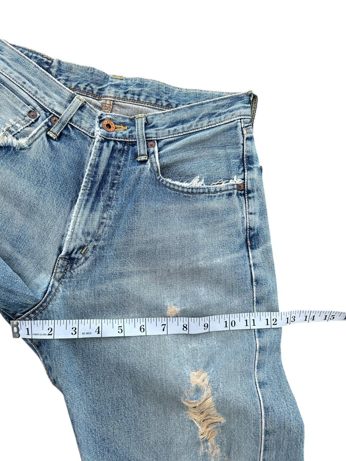 Kapital VINTAGE EDWIN 505X SELVEDGE DISTRESSED DENIM JEANS Size US 29 - 18 Thumbnail