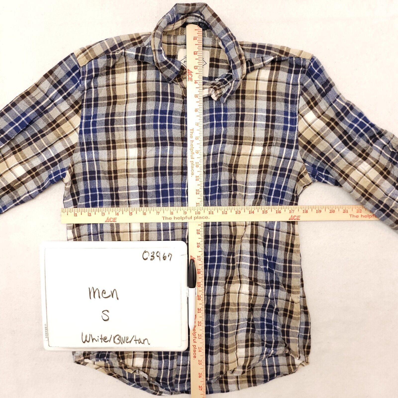 St. Johns Bay St Johns Bay Madras Flannel Shirt Mens Size S White Blue Size US S / EU 44-46 / 1 - 6 Thumbnail
