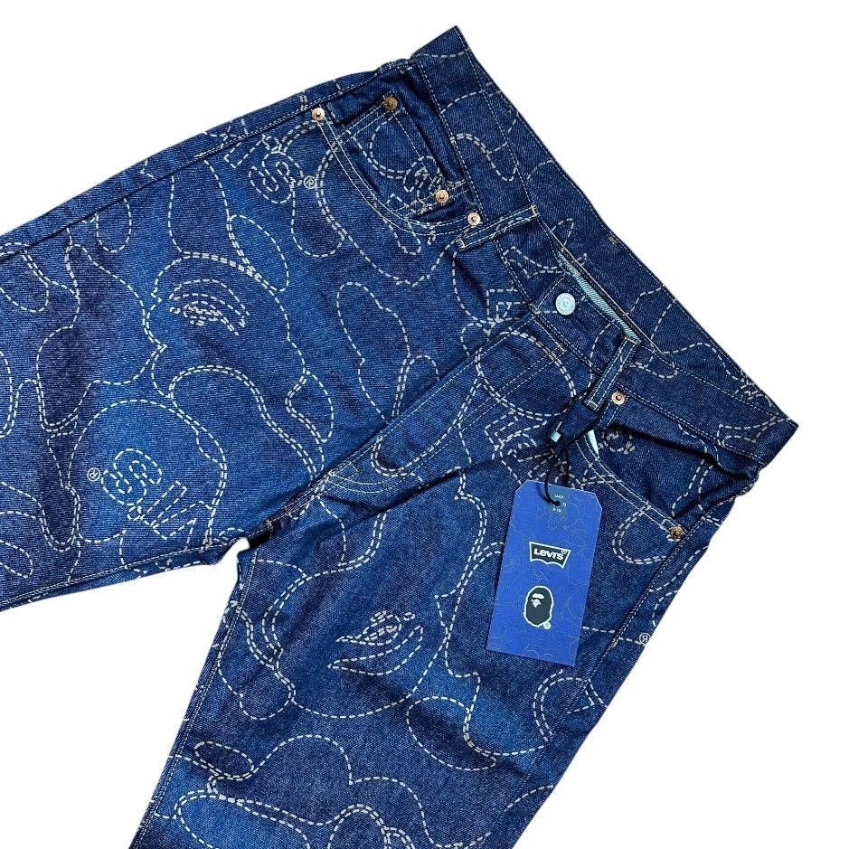 Bape Brand New 33" X 32" Bape Levis Camo Print Denim Jeans Size US 33 - 2 Thumbnail