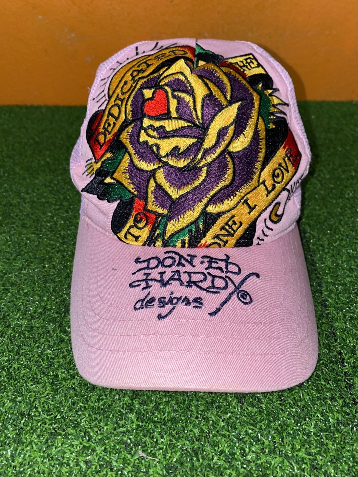 Ed Hardy Vintage Ed Hardy Pink Trucker Cap – Rose Embroidery Snapback Size ONE SIZE - 3 Thumbnail