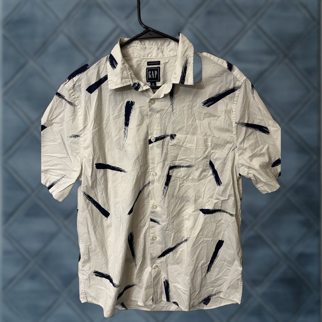 Gap Gap Men's Casual Button-Down Shirt Short Sleeve Summer Cotton White M Classic Beach Bohemian Size US M / EU 48-50 / 2 - 1 Thumbnail