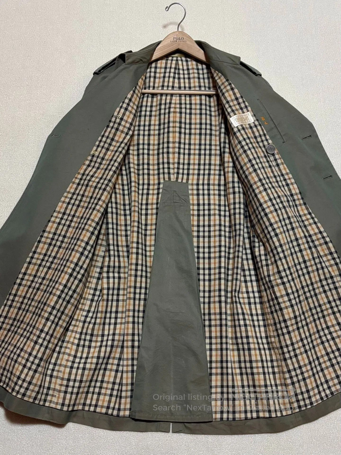 Japanese Brand Vintage Men's Dark Green Double-Breasted Trench Coat. Size US M / EU 48-50 / 2 - 7 Thumbnail
