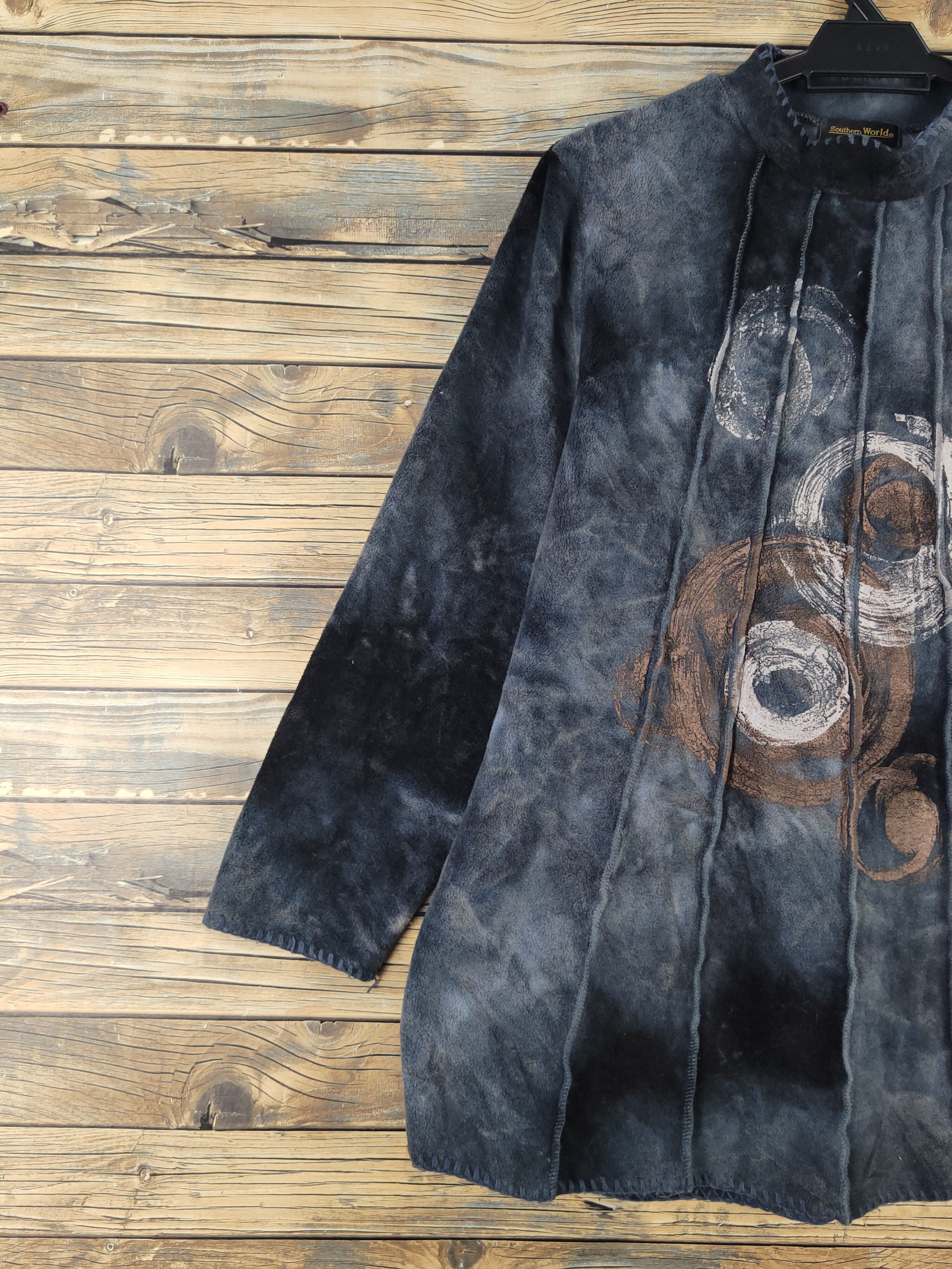 Japanese Brand × Vintage Southern World art Black Gray Wool Sweatshirts #W2168 Size L / US 10 / IT 46 - 3 Thumbnail
