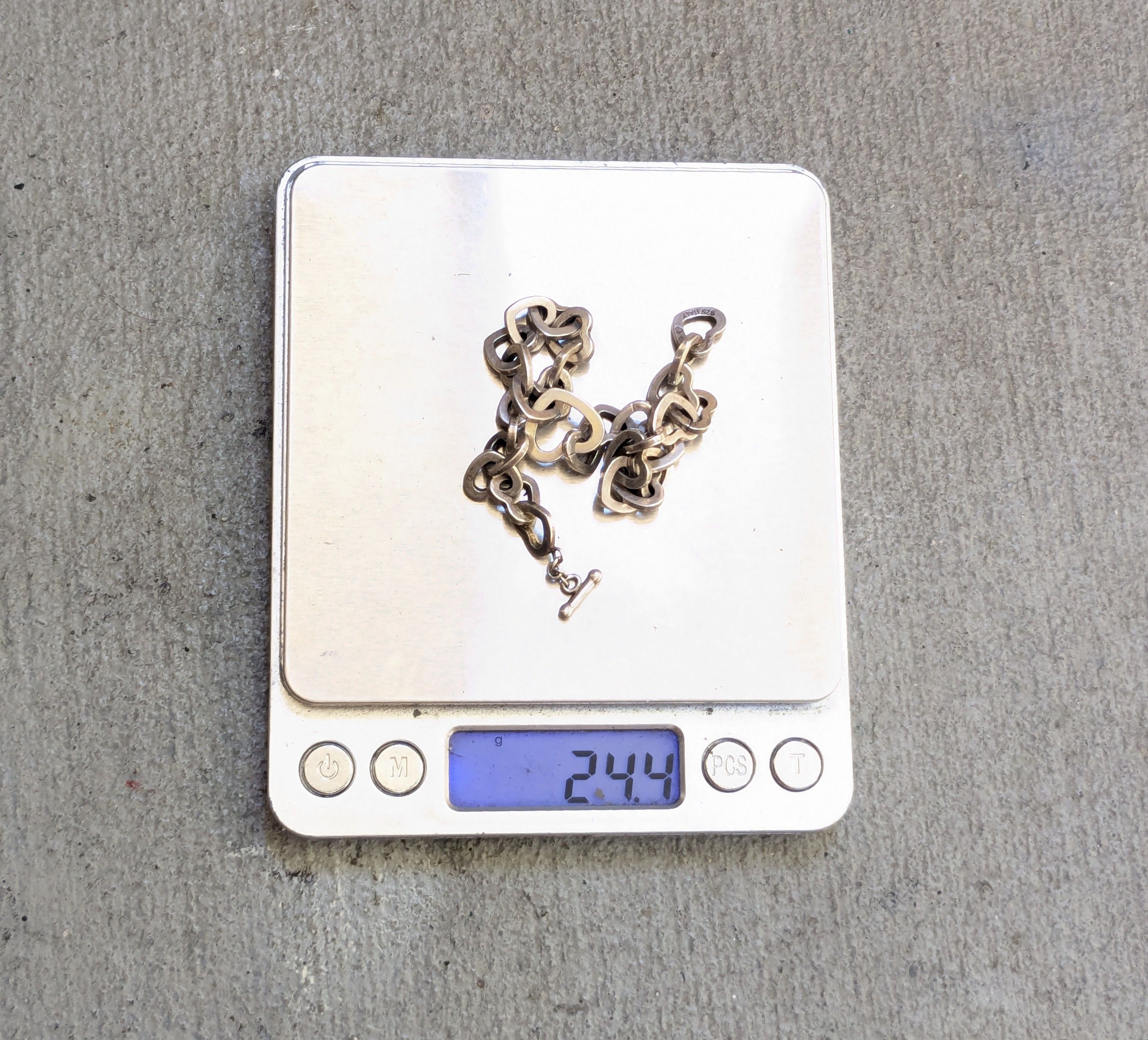 Jewelry Vintage Sterling Silver Bracelet Heart Link Chain Italy Size ONE SIZE - 15 Thumbnail