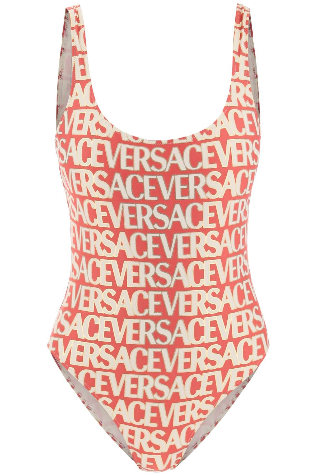 image of Versace Versace Allover One-Piece Swimwear in Fuxia Ivory, Women's (Size Small)