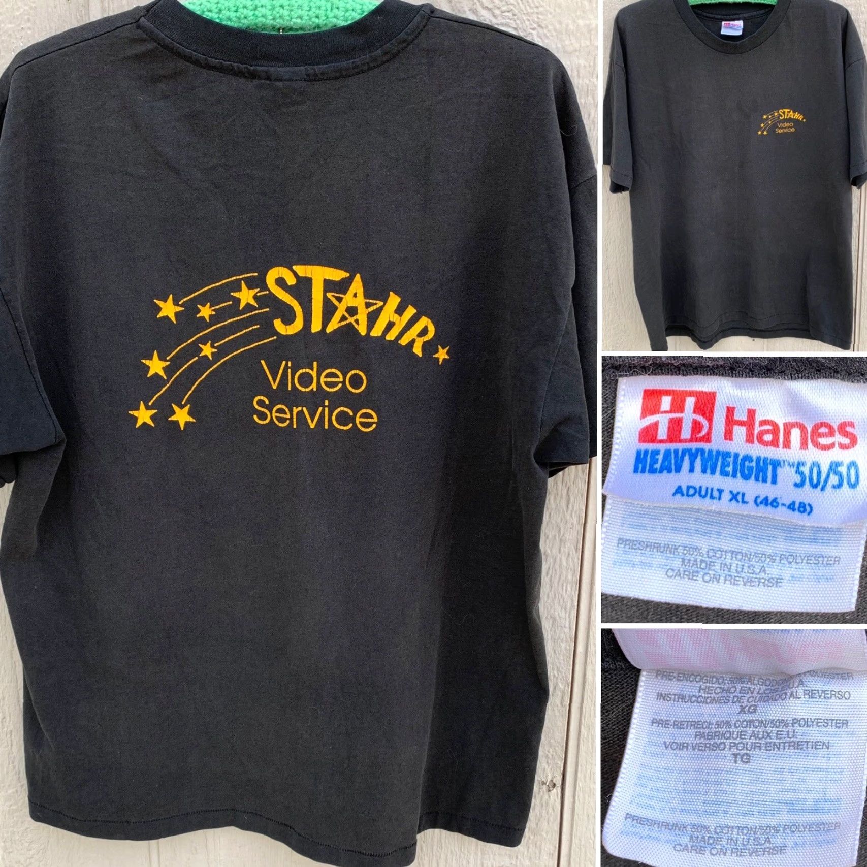 Hanes VINTAGE Hanes T-Shirt XL Unisex Adults Black 50/50 80s 90s Graphic Print Front Back Single Stitch Crew Neck Short Sleeve Made in USA Size US XL / EU 56 / 4 - 2 Thumbnail