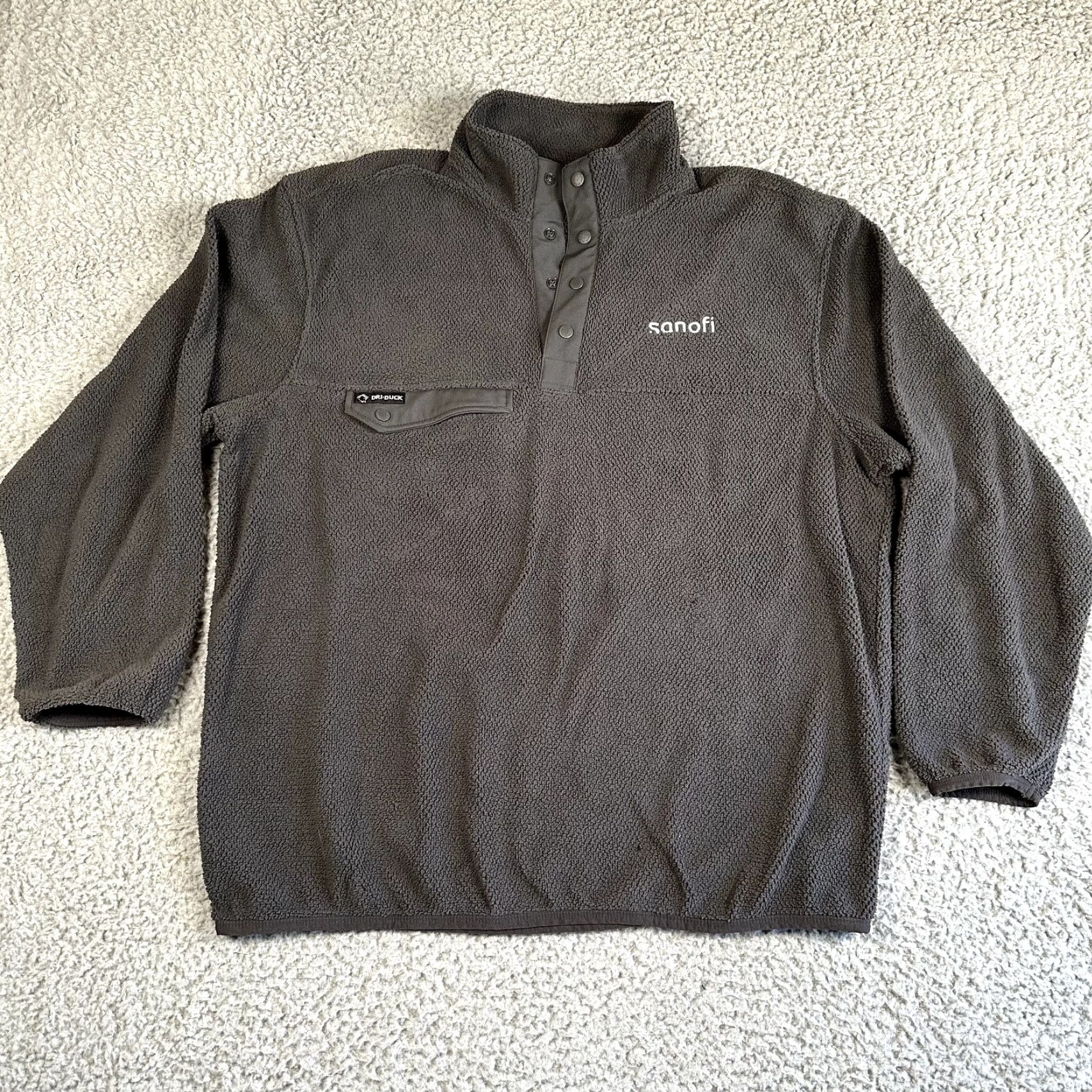 Vintage DRI DUCK Jacket Men XL Gray Sherpa Fleece Pullover Lightweight Snap Button Size US XL / EU 56 / 4 - 2 Thumbnail