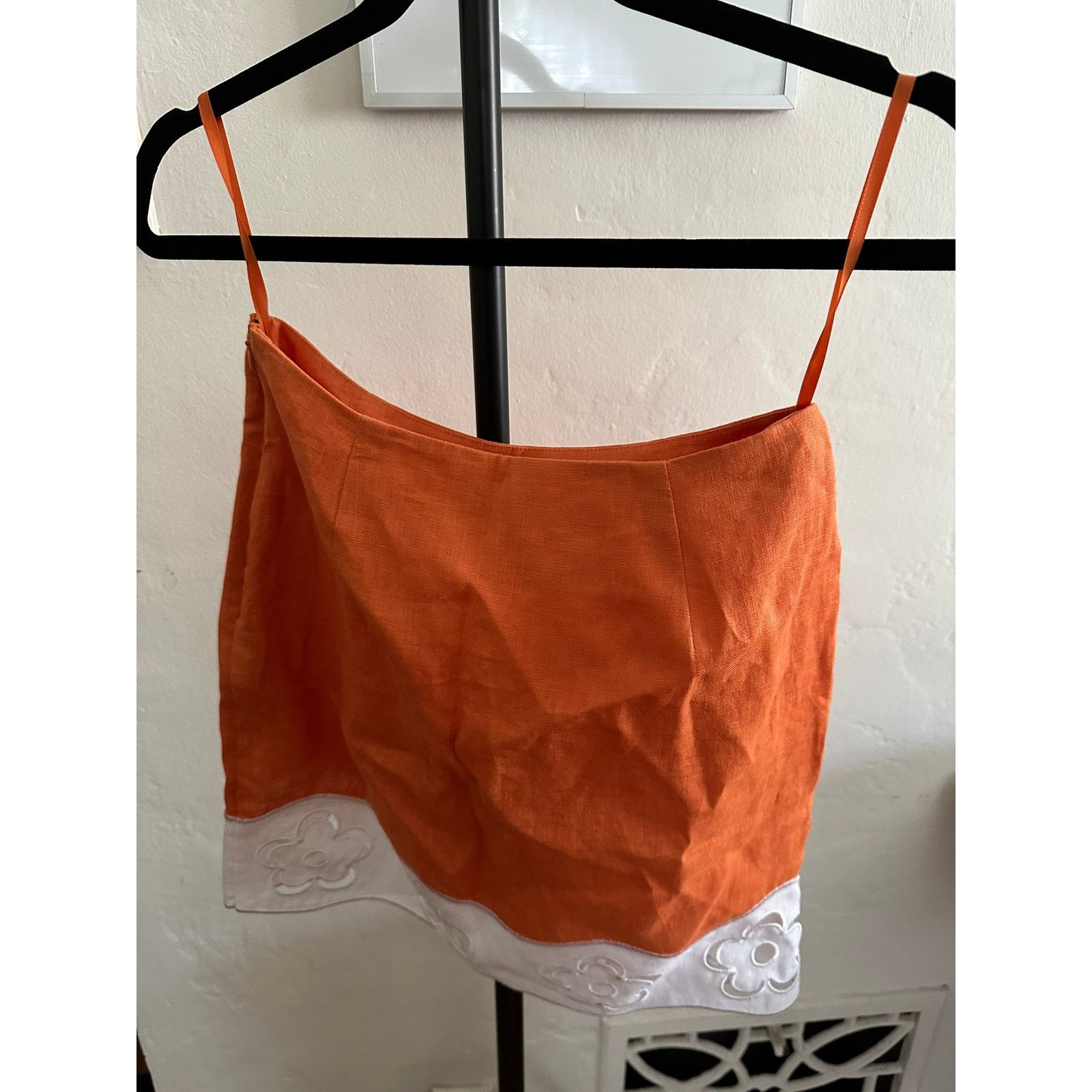 Staud STAUD Margaux Linen Mini Skirt in Apricot 2 Size 26" / US 2 / IT 38 - 2 Thumbnail