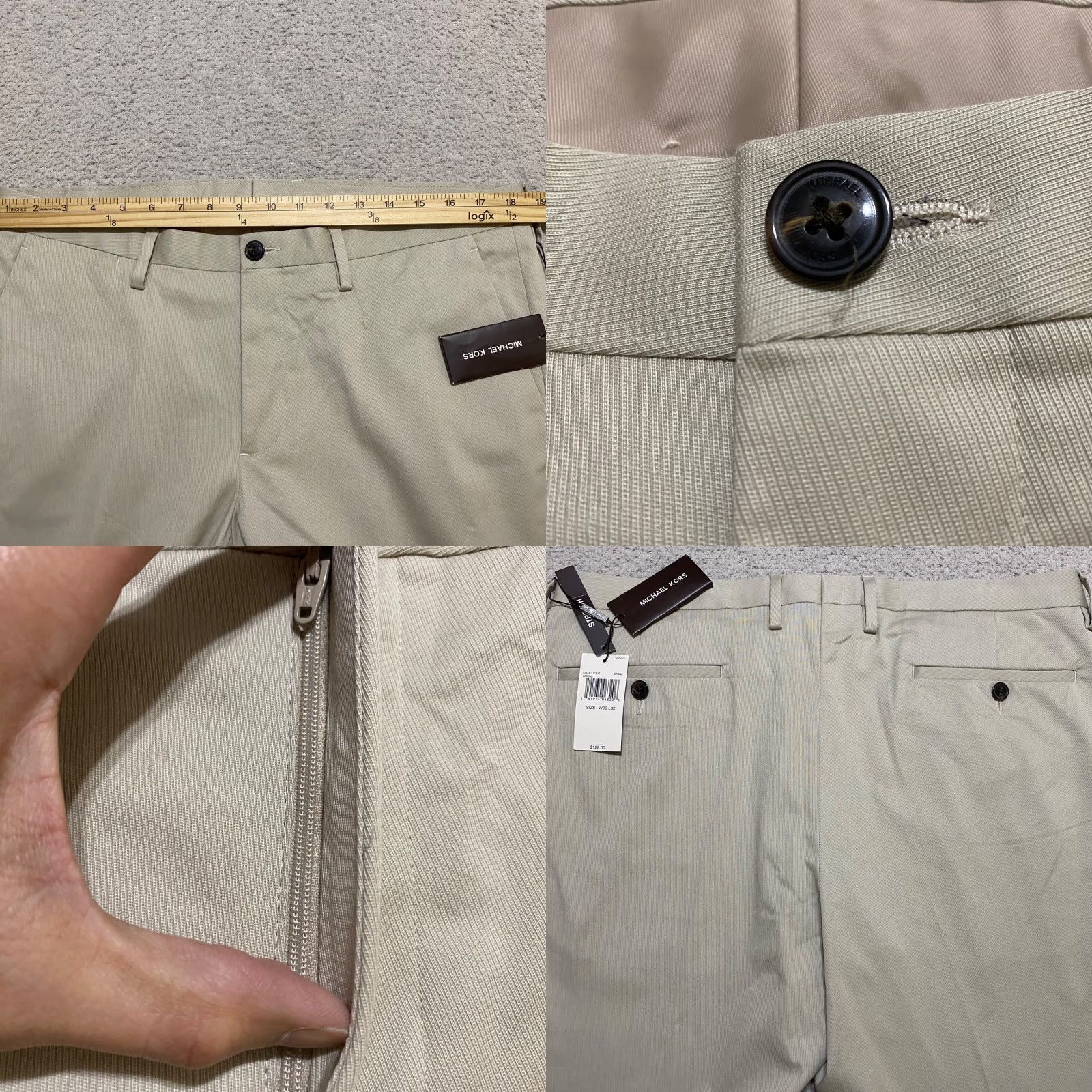 Michael Kors Michael Kors Mens Pants Chino Slim Straight 36x32 Beige Flat Front Wool Cotton Blend Size US 36 / EU 52 - 8 Thumbnail