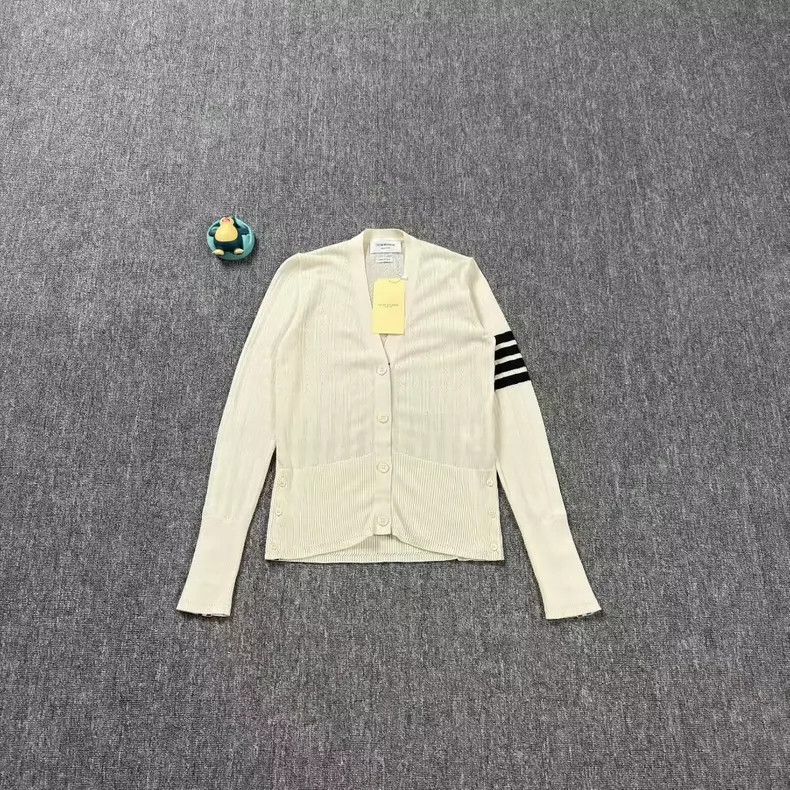 Thom Browne Thom Browne White Stripe Knit Cardigan - dmc Size US M / EU 48-50 / 2 - 1 Thumbnail