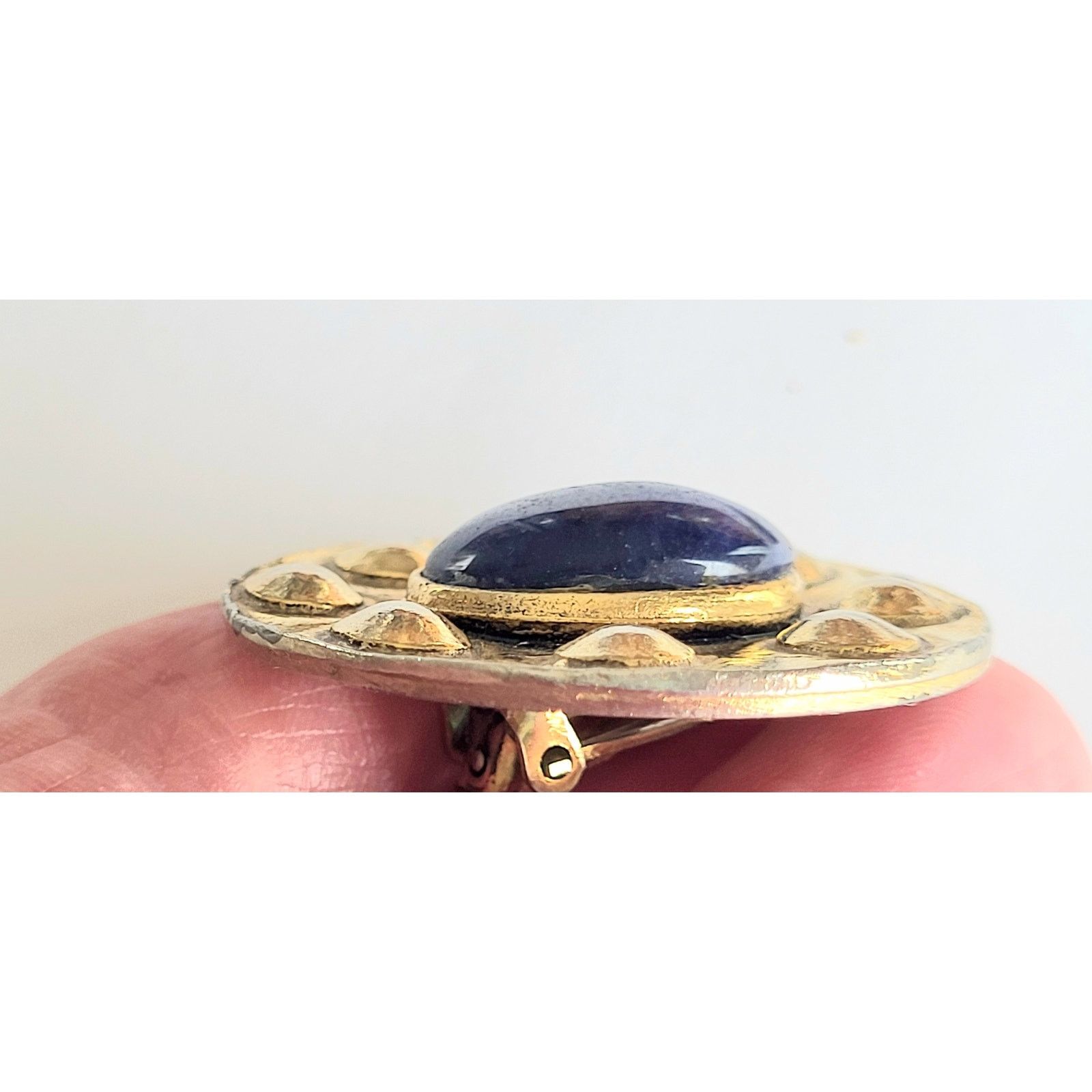 Other Vintage Dauplaise Faux Lapis Earrings Gold Blue Cabochon Size ONE SIZE - 6 Thumbnail