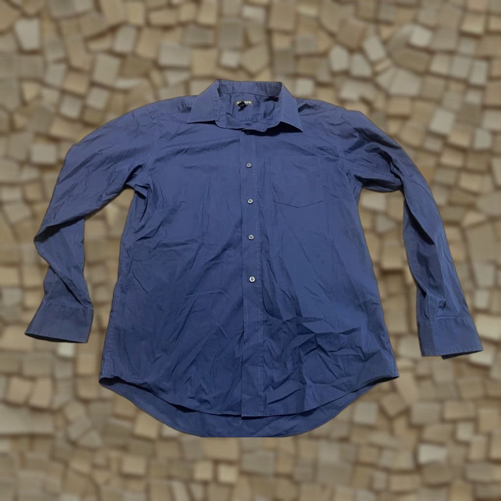 George George Shirt Mens M 15-15.5 34-35 Blue Long Sleeve Button Up Shirt Size US M / EU 48-50 / 2 - 1 Thumbnail