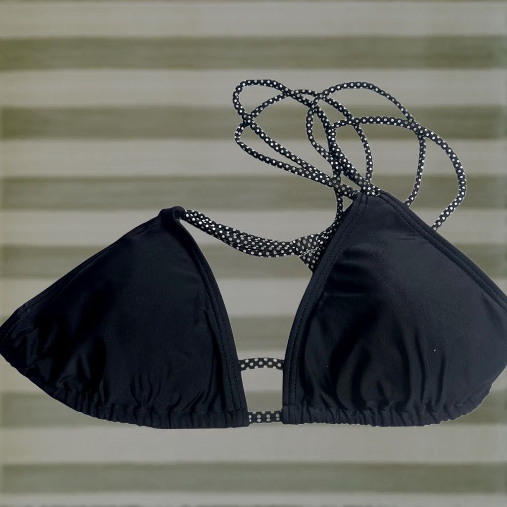 Vintage Damsel Black Bikini Top Shoulder Strap Swim Medium M Womens Size M / US 6-8 / IT 42-44 - 1 Thumbnail