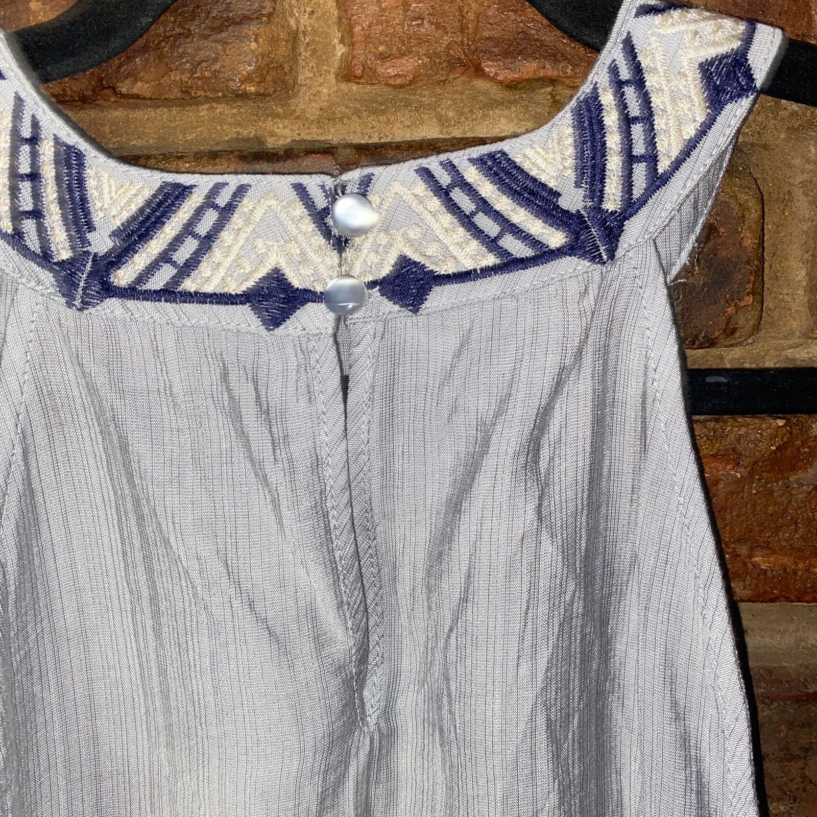 Other THML Blue Embroidered Sleeveless Keyhole Halter Tank Top XS Size XS / US 0-2 / IT 36-38 - 8 Thumbnail