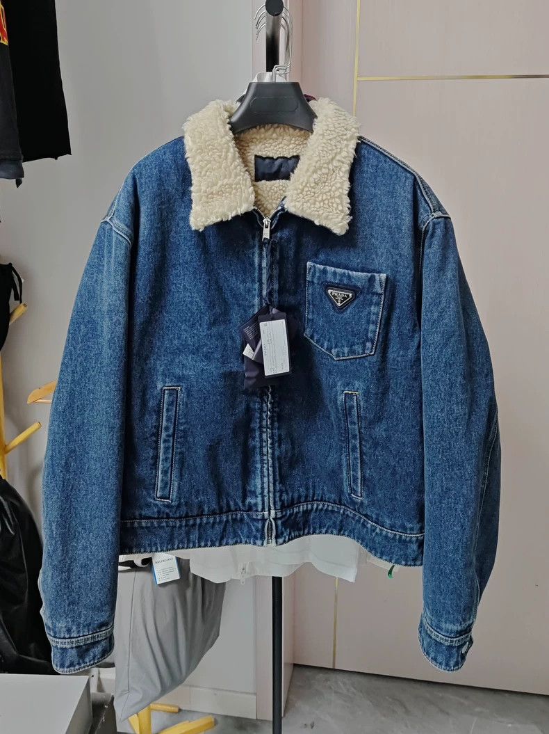 Prada PradaFW22 Logo lapel long-sleeved denim jacket 2503-Nextarr Size US XXL / EU 58 / 5 - 1 Thumbnail