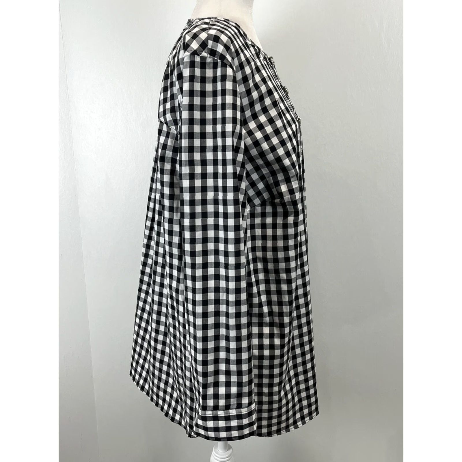 Talbots Talbots Tunic Shirt 2X Plus Bling Buttons Womens Long Sleeve Black White Gingham Tunic Top Women Size XXL / US 16-18 / IT 52-54 - 4 Thumbnail