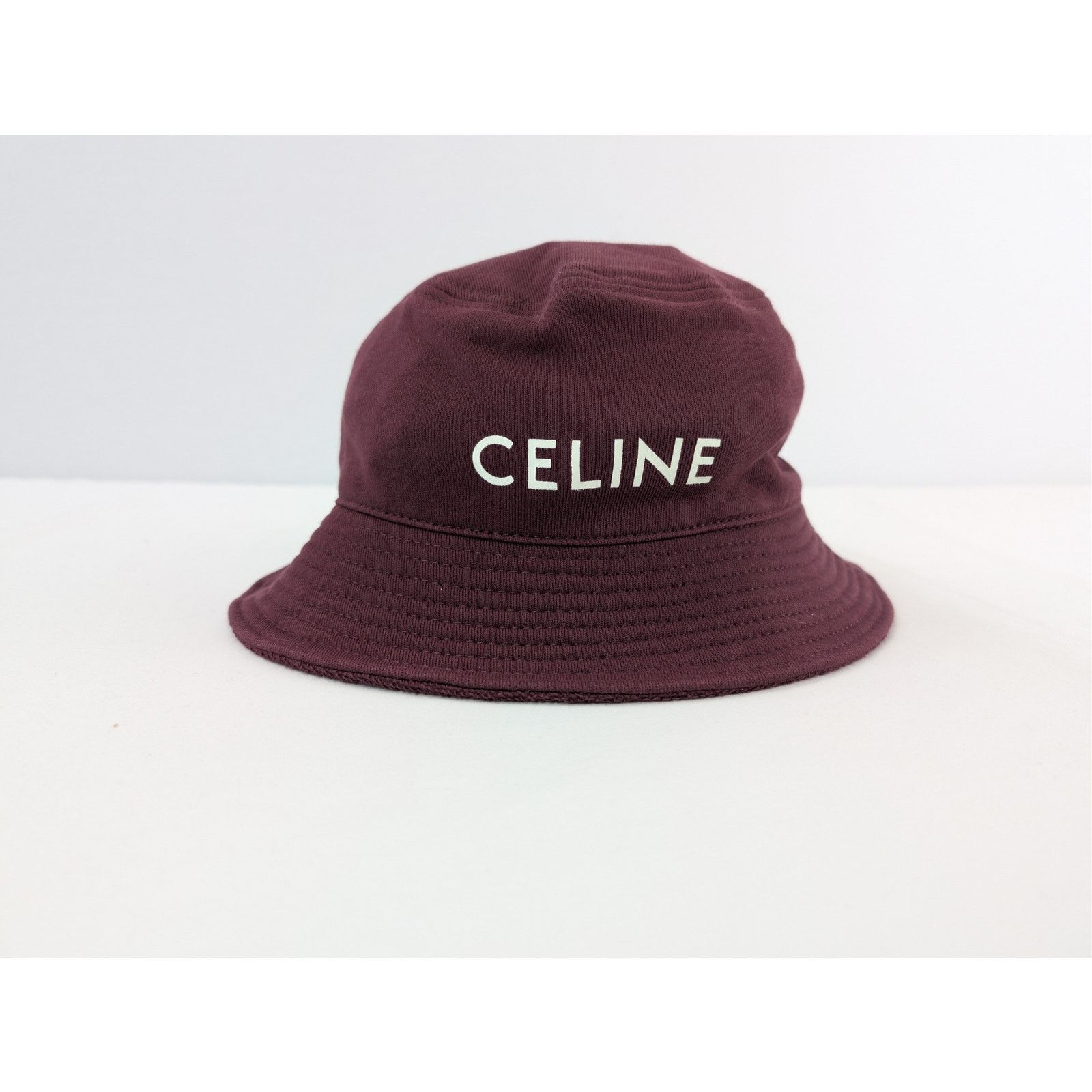 Celine o1rshd1 Size: M / Cotton Fleece Bucket Cap / Hat in Burgundy Size ONE SIZE - 1 Thumbnail