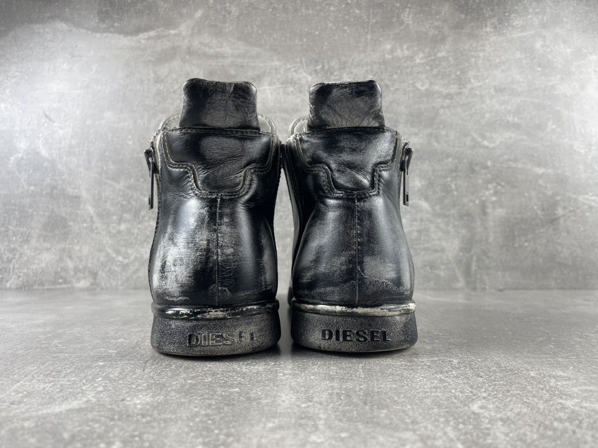 Diesel Diesel Distressed Leather High Top Sneakers with Side Zipper Size US 7 / EU 40 - 7 Thumbnail