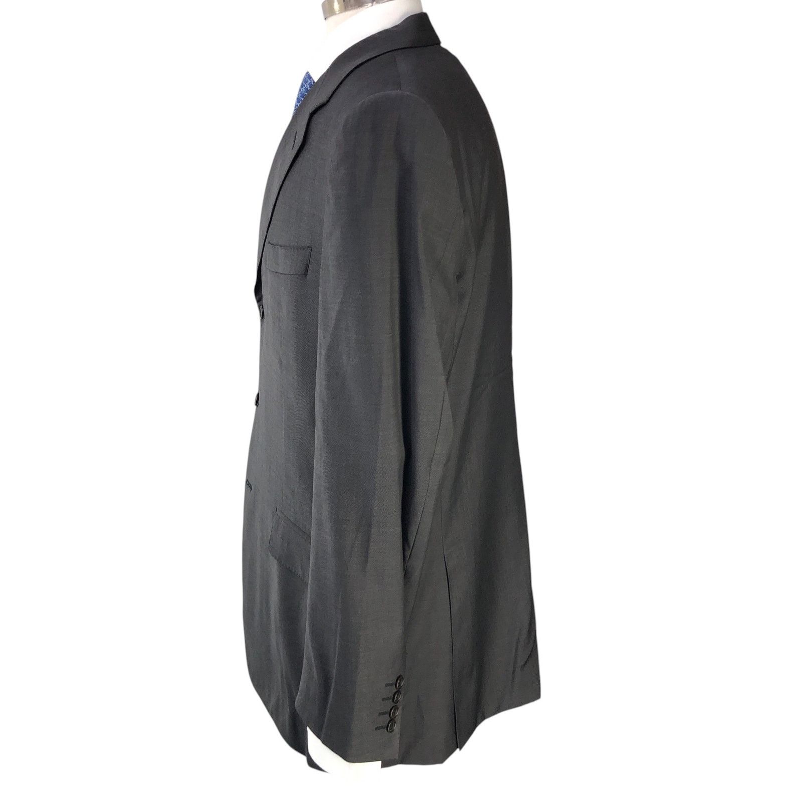 Canali Canali Size IT 52 US 42L Sport Coat Super 120s Wool Charcoal Size 42L - 7 Thumbnail