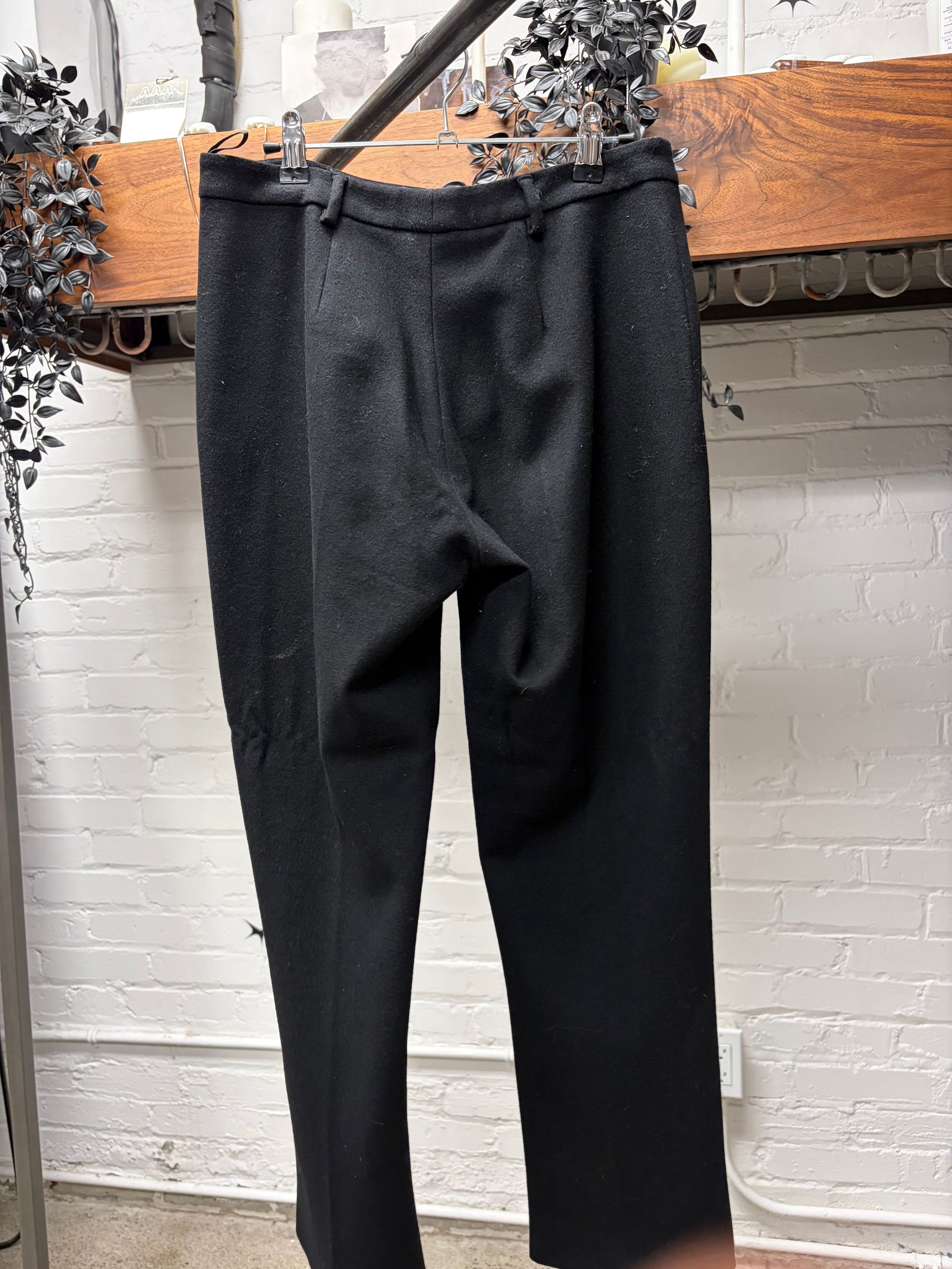 Miu Miu Vintage Miu Miu Black Wool Pleated Straight Leg Trousers Size 30" / US 8 / IT 44 - 3 Thumbnail