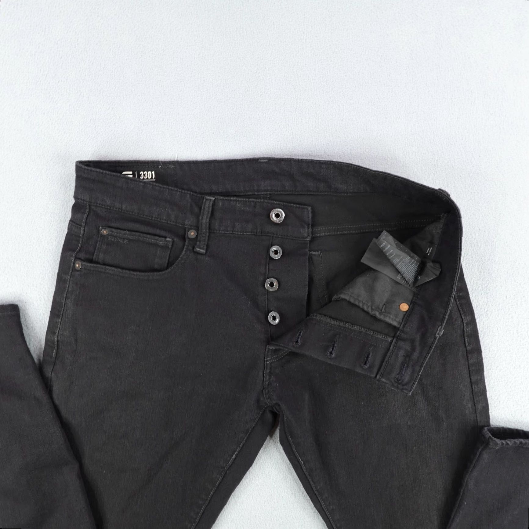 G-Star VINTAGE G-Star 3301 Jeans Mens 33x34 Dark Denim Straight Leg Cotton Blend Size US 33 - 5 Thumbnail